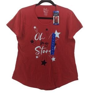 Galt‎ Oh My Stars Patriotic Shirt L Red Womens July 4th Independence Day TShirt